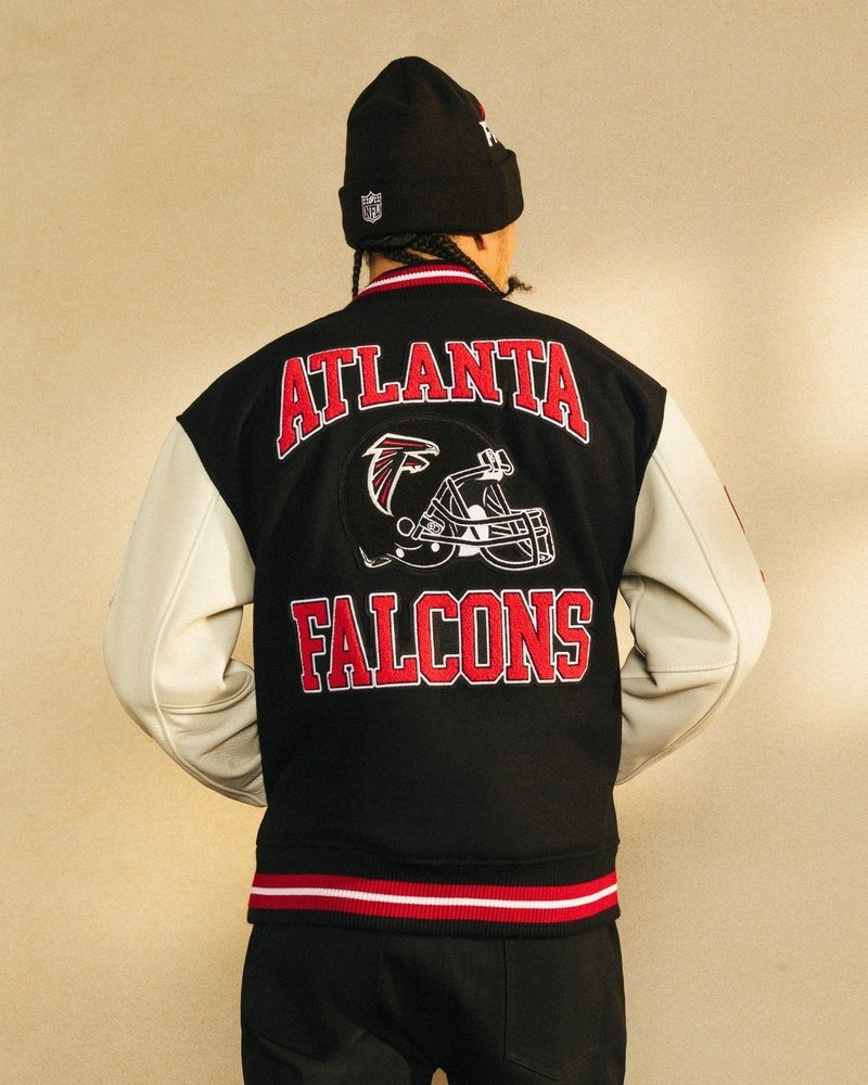 Black OVO NFL Atlanta Falcons Varsity Jacket Outerwear | IQ32-A1JX