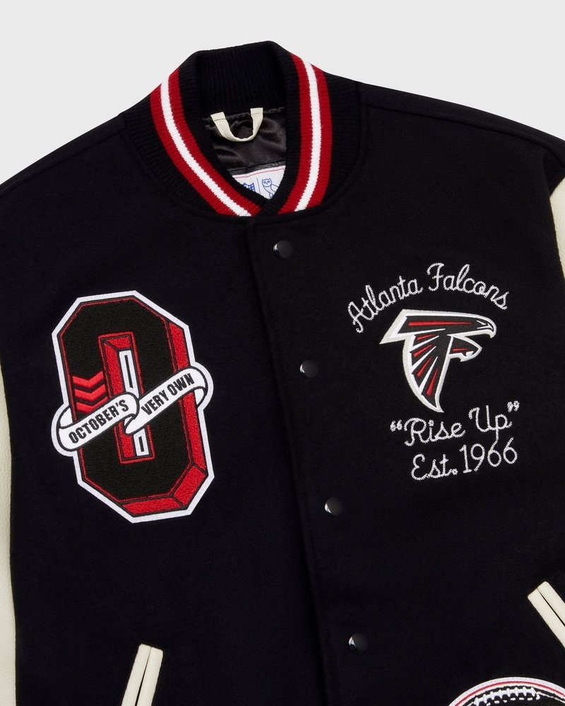 Black OVO NFL Atlanta Falcons Varsity Jacket Outerwear | IQ32-A1JX