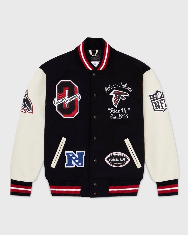 Black OVO NFL Atlanta Falcons Varsity Jacket Outerwear | IQ32-A1JX