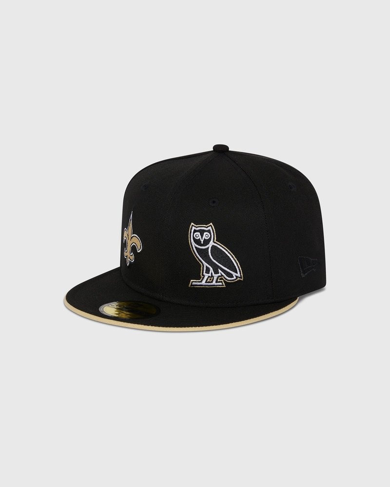 Black OVO NFL New Orleans Saints New Era 59Fifty Fitted Cap Headwear | YQ96-L6WI