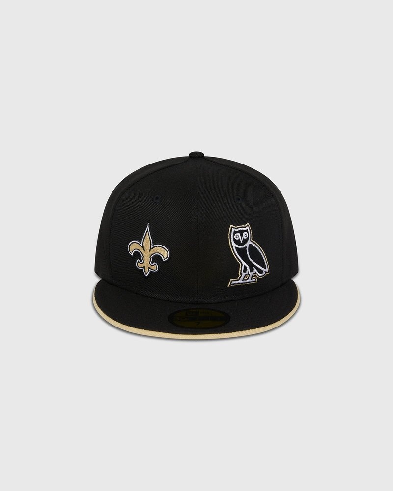 Black OVO NFL New Orleans Saints New Era 59Fifty Fitted Cap Headwear | YQ96-L6WI