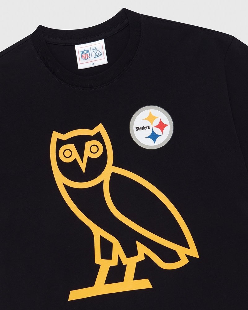 Black OVO NFL Pittsburgh Steelers Game Day T-Shirt T-Shirts | DU66-U7VO