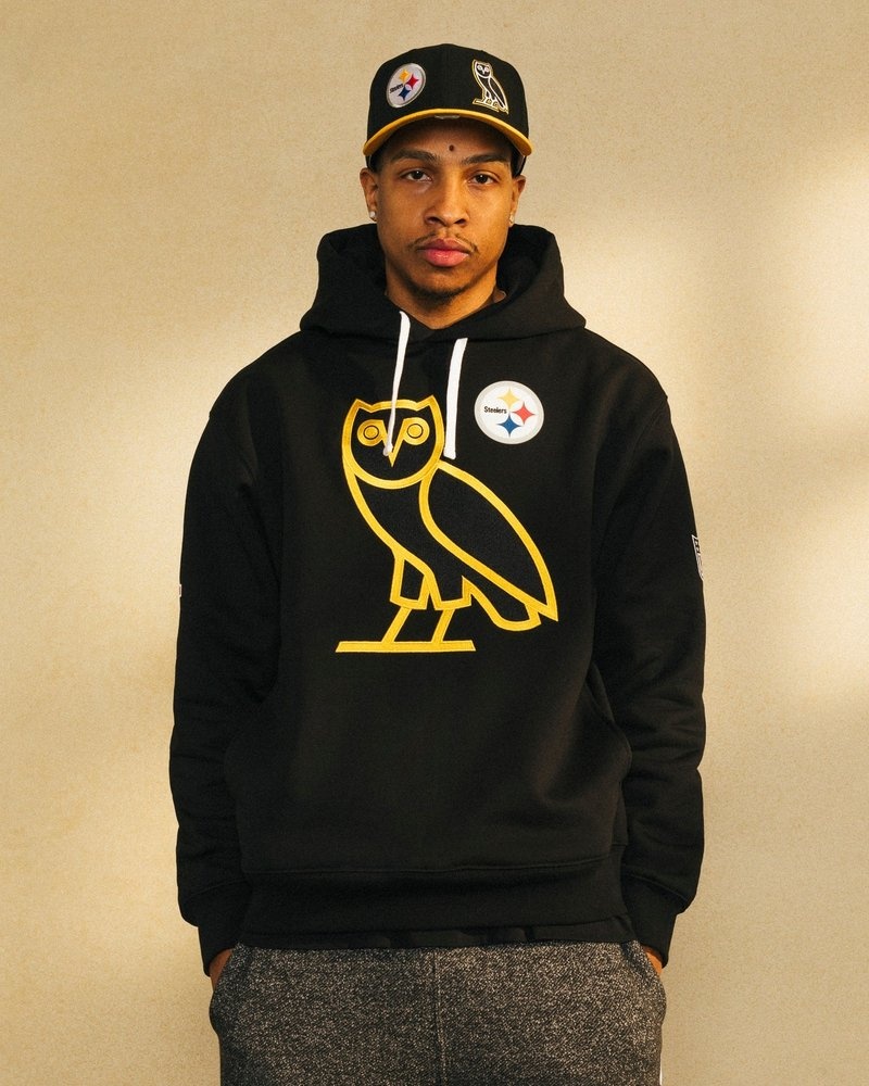 Black OVO NFL Pittsburgh Steelers OG Hoodie Sweaters | QW81-T7TP