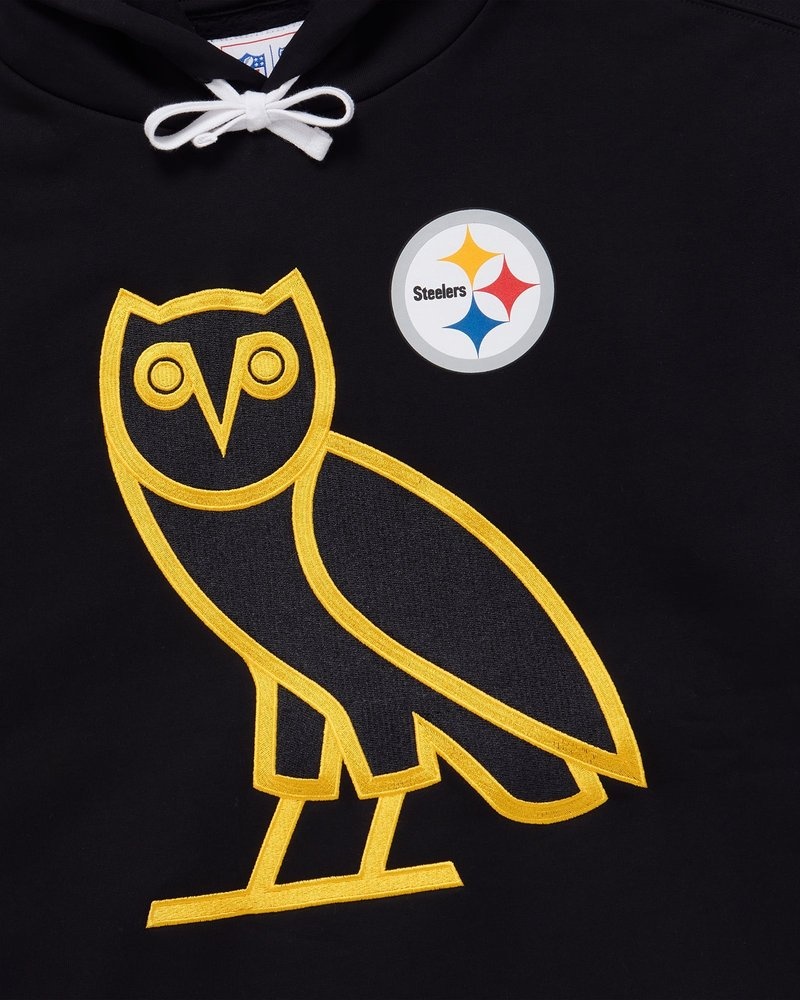 Black OVO NFL Pittsburgh Steelers OG Hoodie Sweaters | QW81-T7TP