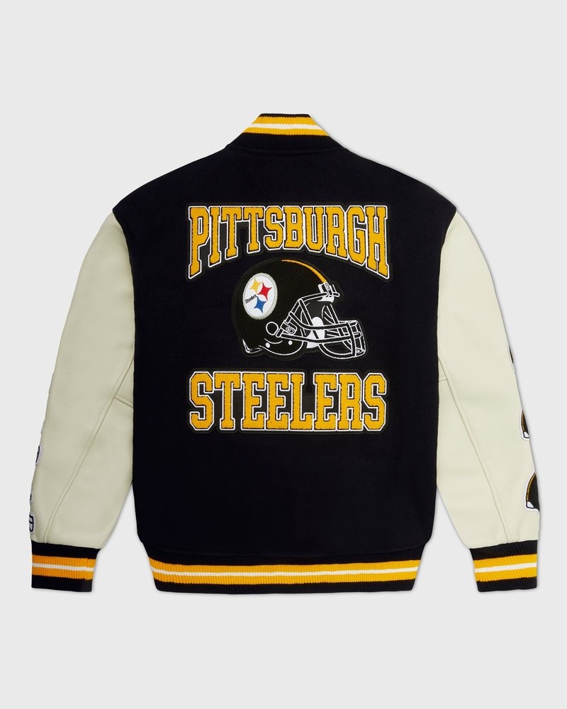 Black OVO NFL Pittsburgh Steelers Varsity Jacket Outerwear | MI62-D5BI