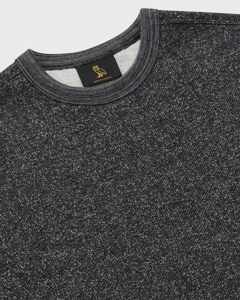 Black OVO Speckle Fleece Crewneck Sweaters | NS81-M7KG