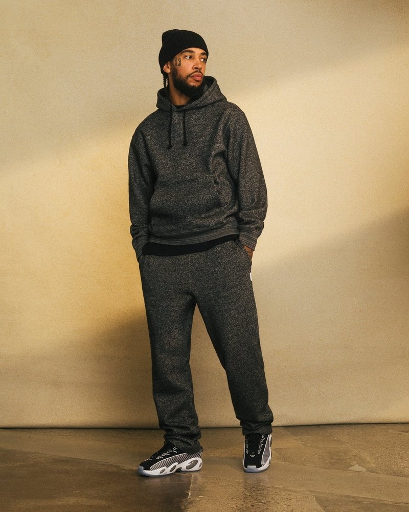 Black OVO Speckle Fleece Open Hem Sweatpant Bottoms | KI12-R0CA