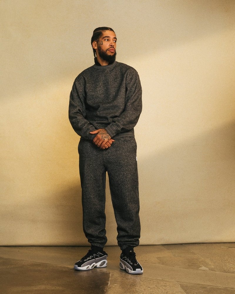 Black OVO Speckle Fleece Relaxed Fit Sweatpant Bottoms | VZ94-W2FA