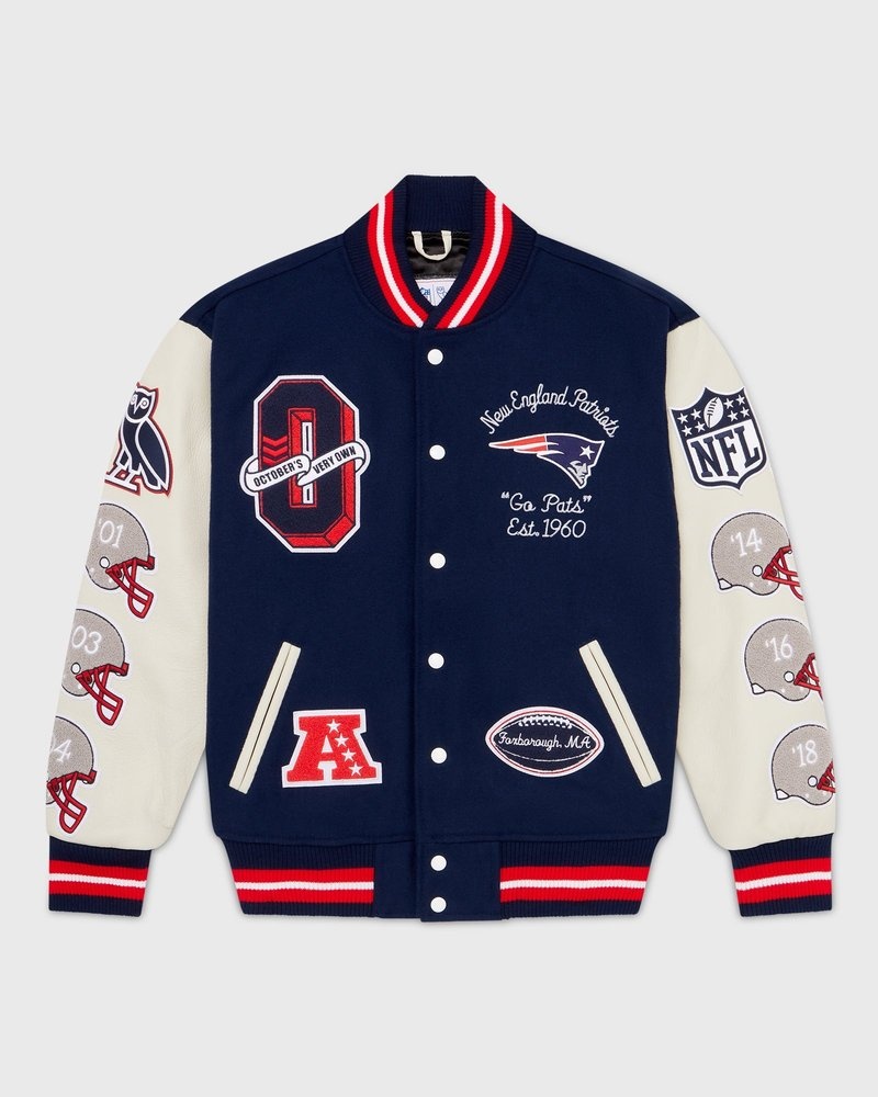 Blue OVO NFL New England Patriots Varsity Jacket Outerwear | LW47-N2VQ