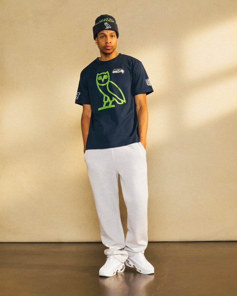 Blue OVO NFL Seattle Seahawks Game Day T-Shirt T-Shirts | TI54-S8LS