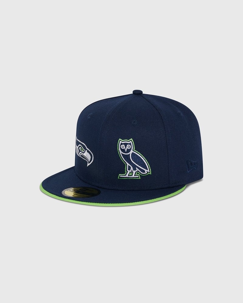 Blue OVO NFL Seattle Seahawks New Era 59Fifty Fitted Cap Headwear | HE64-X7GQ