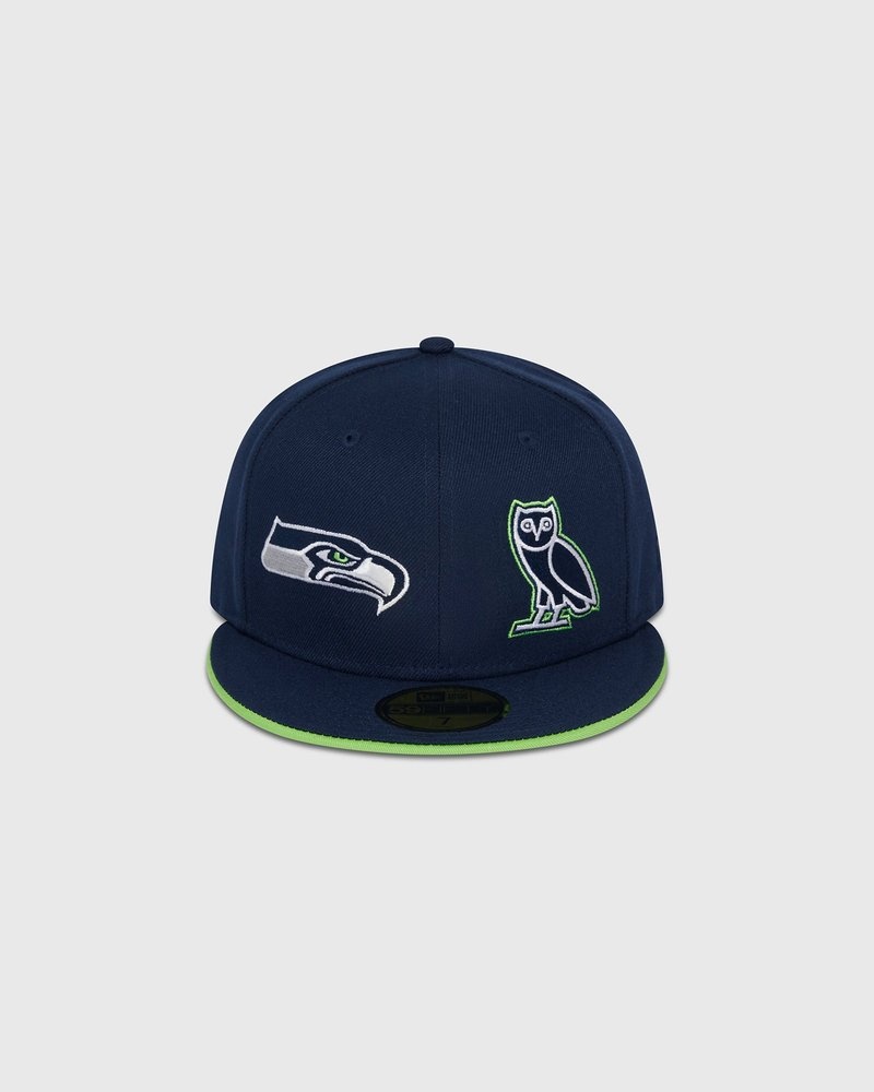 Blue OVO NFL Seattle Seahawks New Era 59Fifty Fitted Cap Headwear | HE64-X7GQ