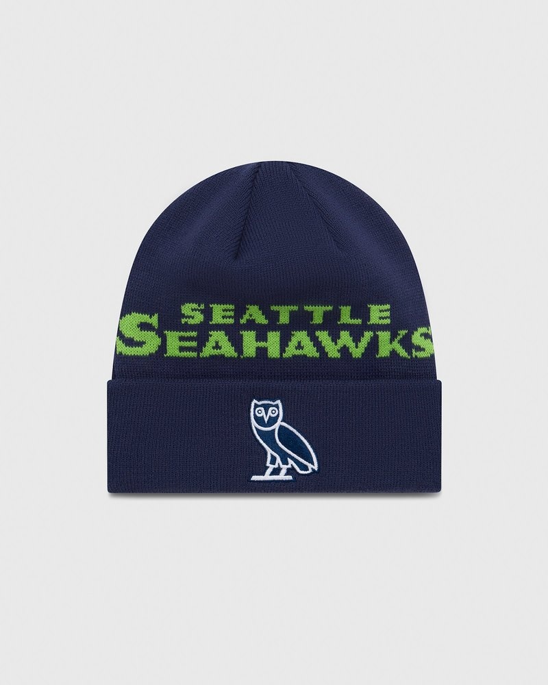 Blue OVO NFL Seattle Seahawks New Era Beanie Headwear | DR57-F2RF