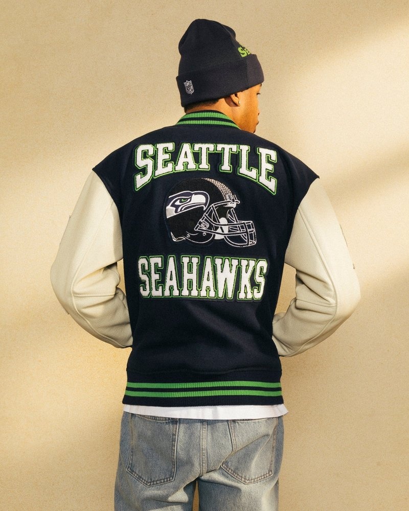 Blue OVO NFL Seattle Seahawks Varsity Jacket Outerwear | SP43-F8SU