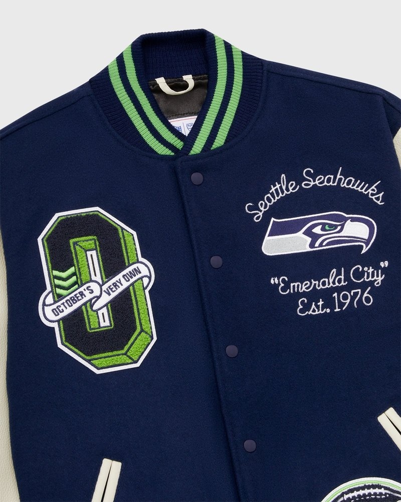 Blue OVO NFL Seattle Seahawks Varsity Jacket Outerwear | SP43-F8SU