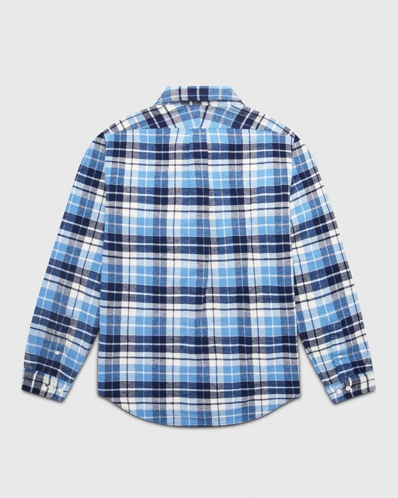 Blue OVO Plaid Flannel Shirt Tops | MR45-B5OO