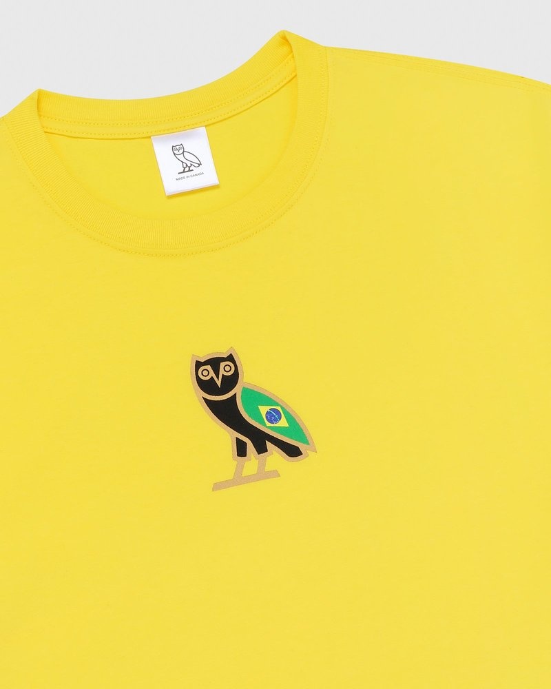 Brazil Yellow OVO International Mini OG T-Shirt T-Shirts | PI16-U9QN