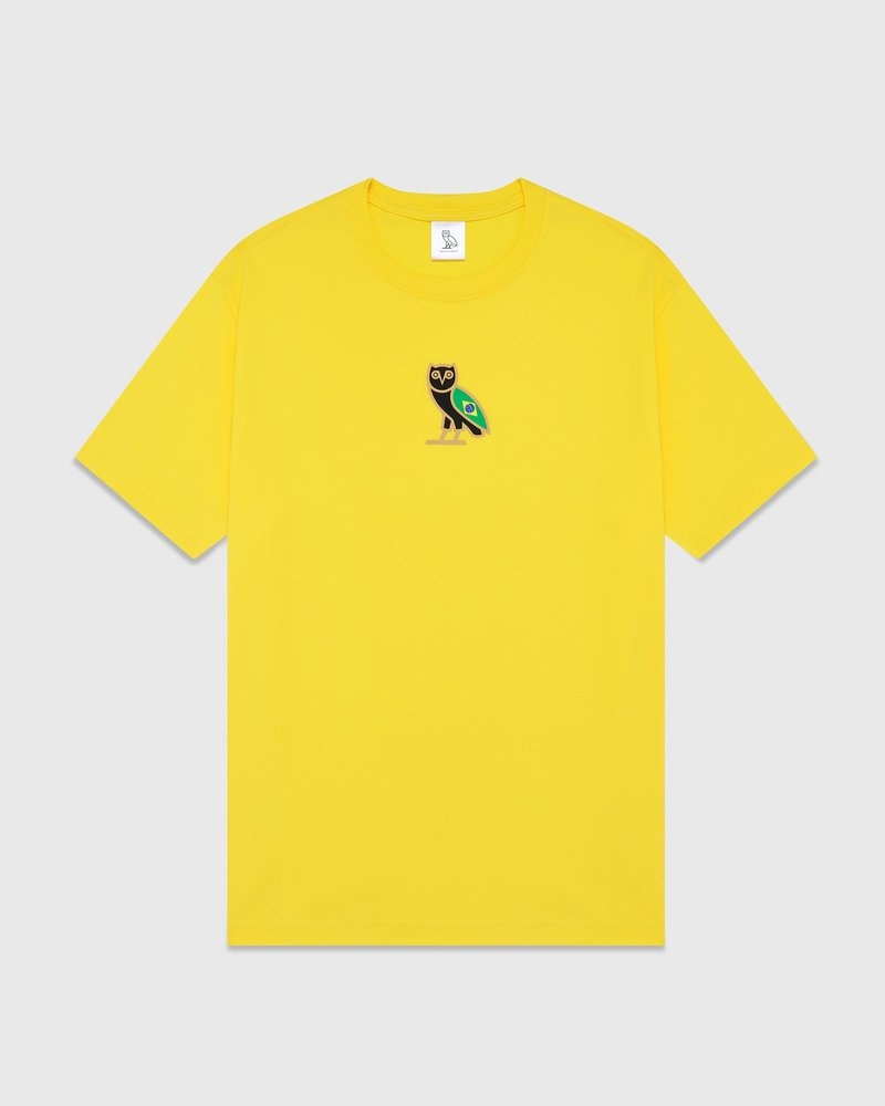 Brazil Yellow OVO International Mini OG T-Shirt T-Shirts | PI16-U9QN