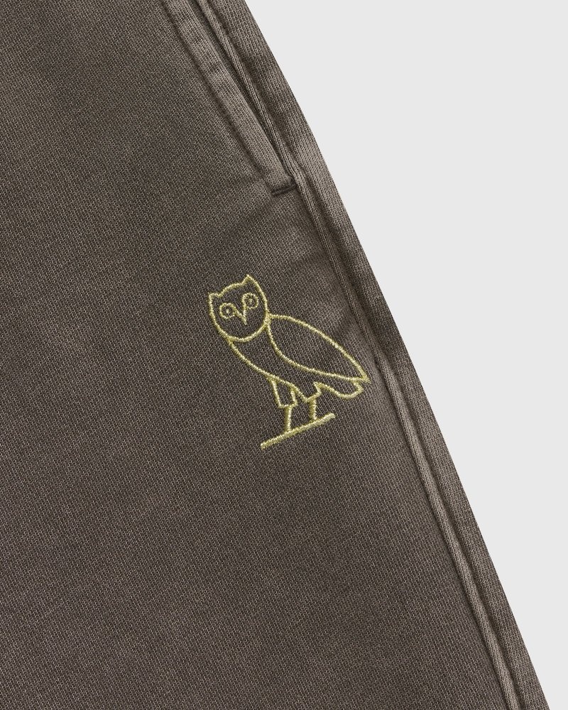 Brown OVO Muskoka Garment Dyed Open Hem Sweatpant Bottoms | CH48-T8MC