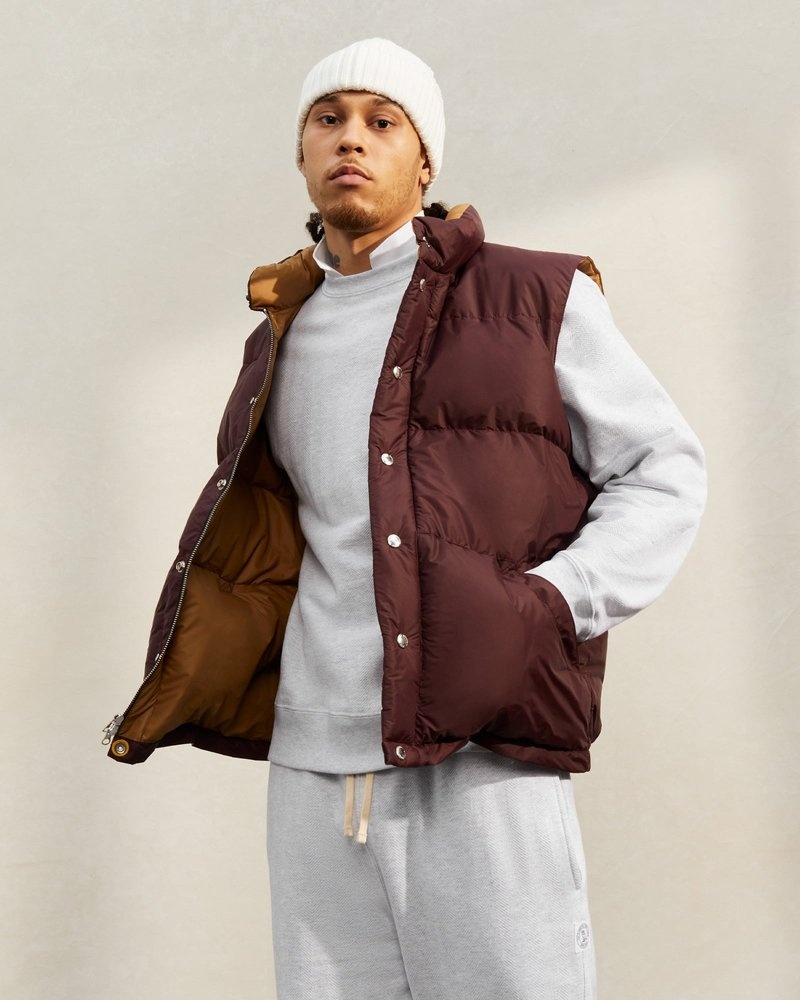 Burgundy OVO Crescent Down Works Italian Vest Outerwear | YA91-B7PN