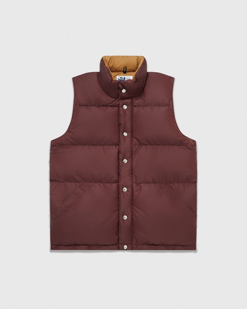 Burgundy OVO Crescent Down Works Italian Vest Outerwear | YA91-B7PN