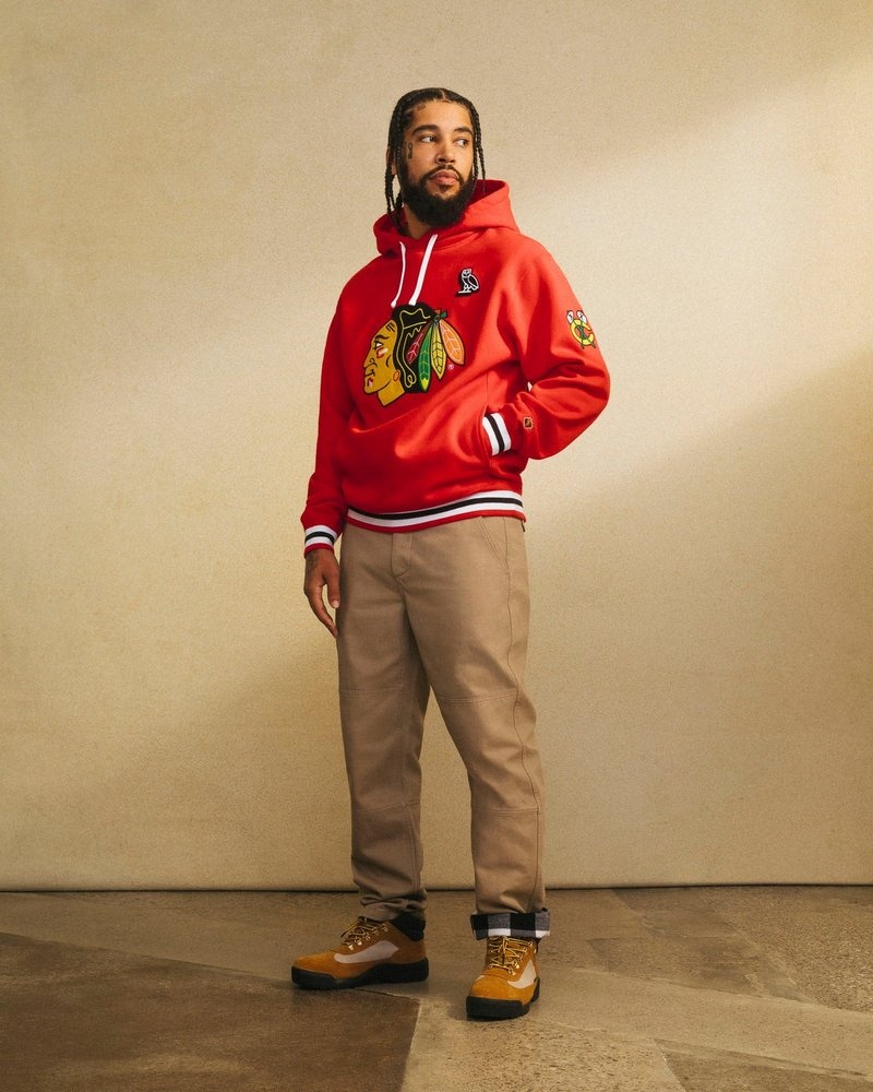 Chicago Red OVO Chicago Blackhawks Hoodie Sweaters | ZN27-X9EY