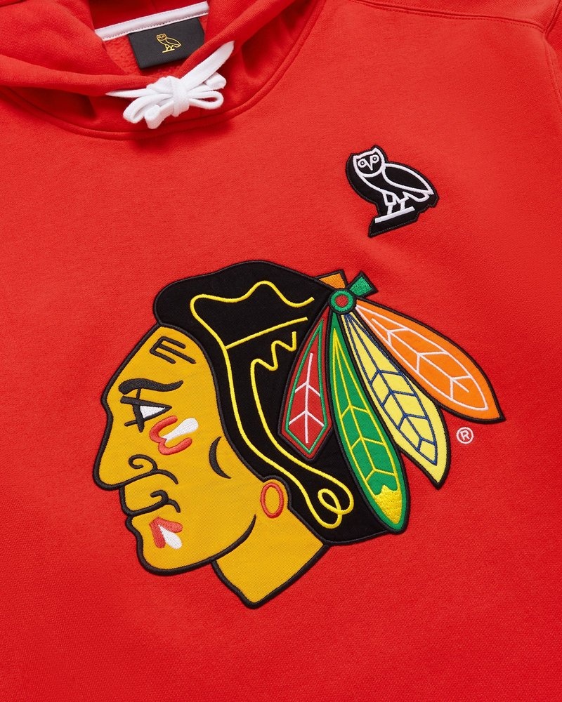 Chicago Red OVO Chicago Blackhawks Hoodie Sweaters | ZN27-X9EY