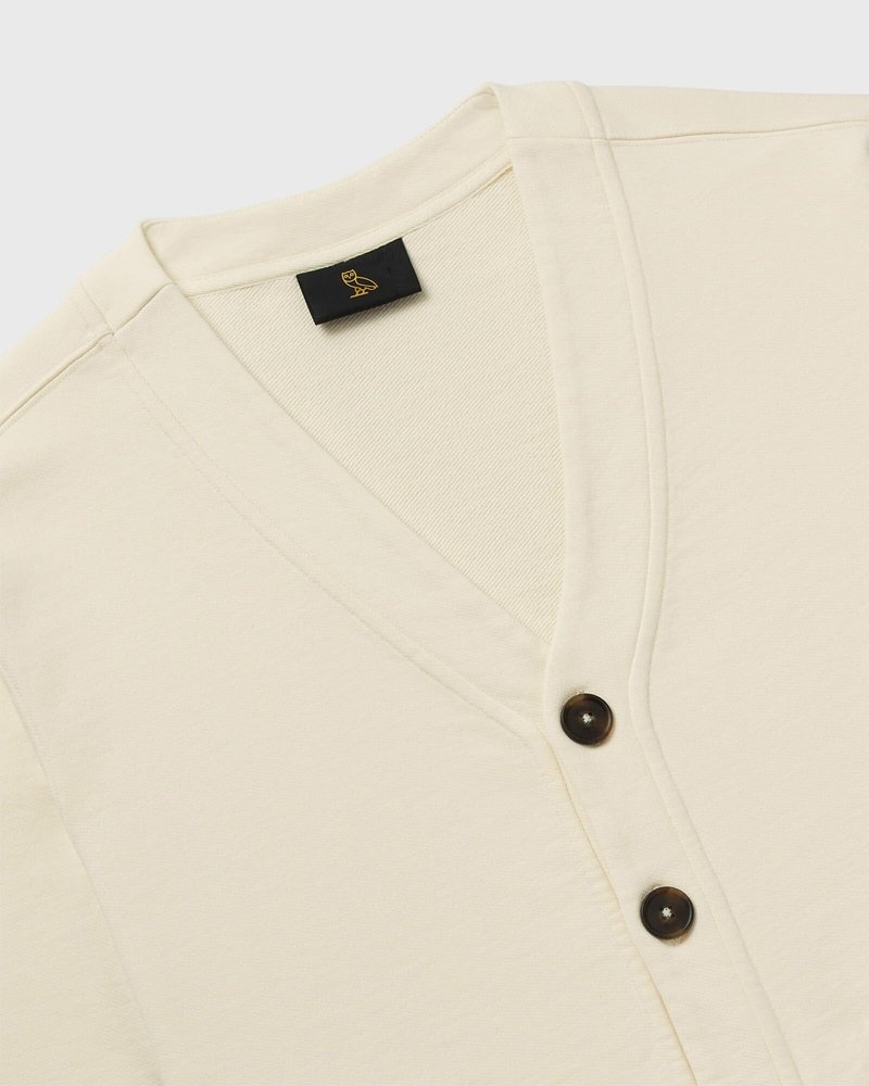 Cream OVO French Terry Cardigan Tops | RU40-F4VL