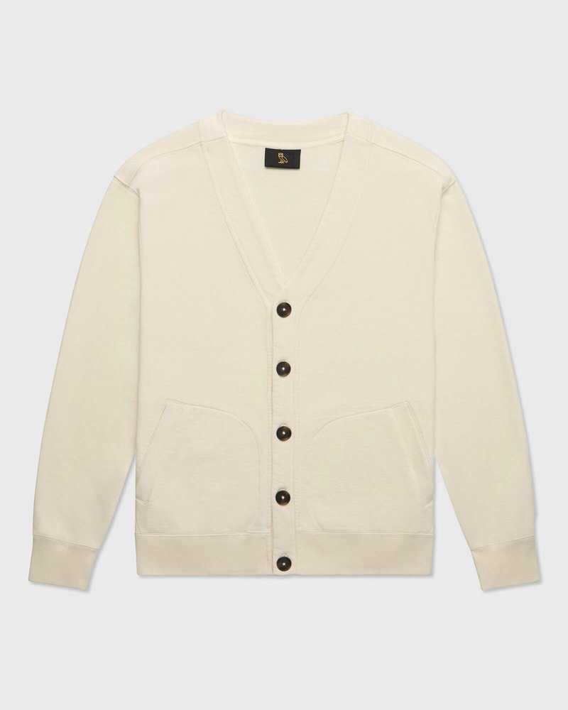 Cream OVO French Terry Cardigan Tops | RU40-F4VL