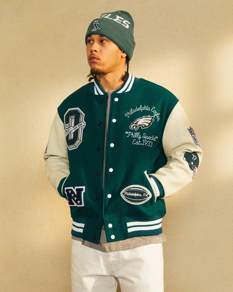 Green OVO NFL Philadelphia Eagles Varsity Jacket Outerwear | BC25-U3TY