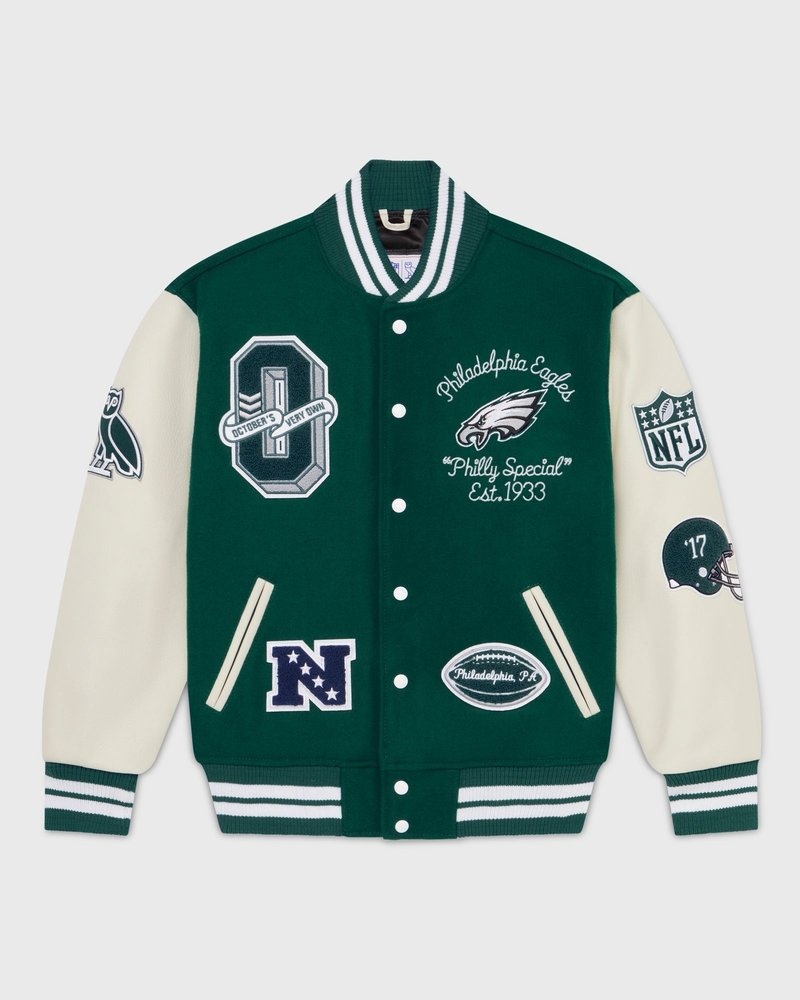 Green OVO NFL Philadelphia Eagles Varsity Jacket Outerwear | BC25-U3TY