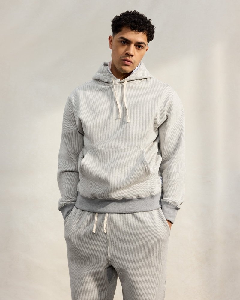 Grey/Cream OVO Seersucker Fleece Hoodie Sweaters | PJ71-C4ZQ