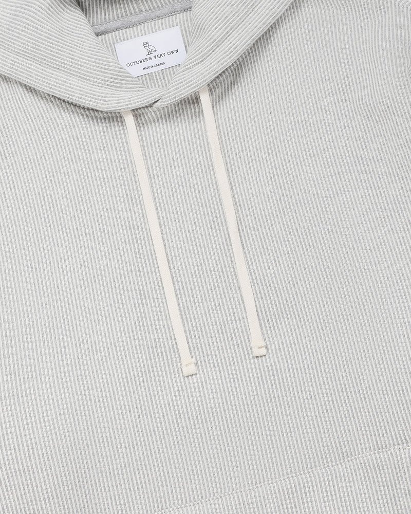 Grey/Cream OVO Seersucker Fleece Hoodie Sweaters | PJ71-C4ZQ