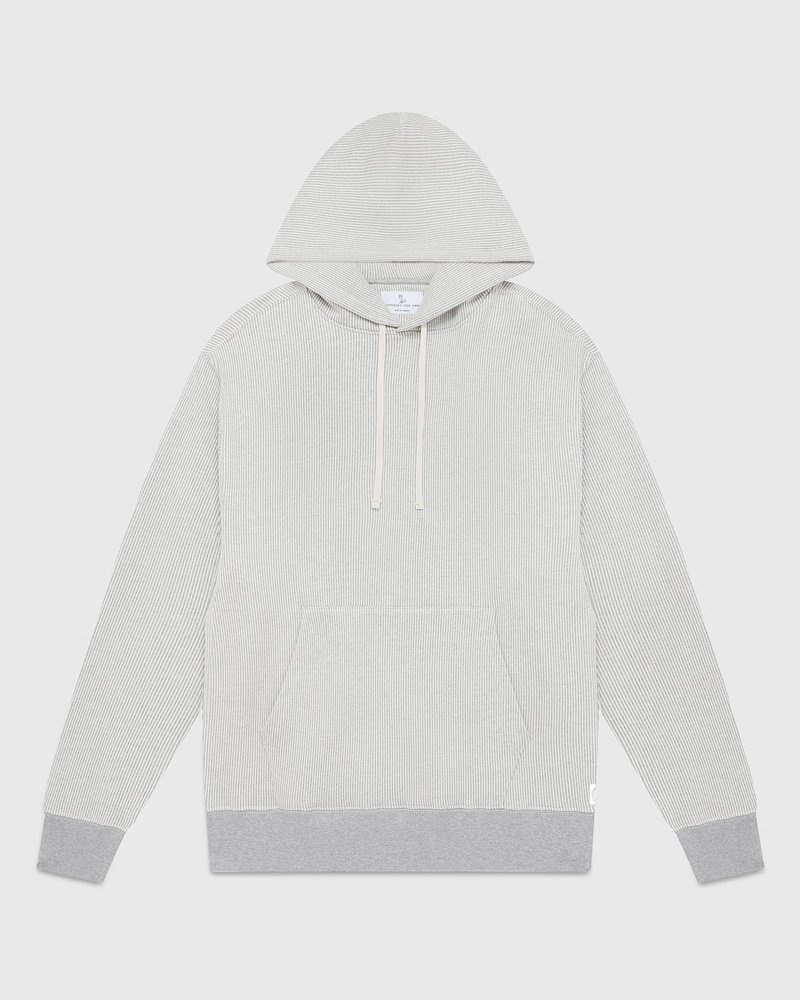 Grey/Cream OVO Seersucker Fleece Hoodie Sweaters | PJ71-C4ZQ