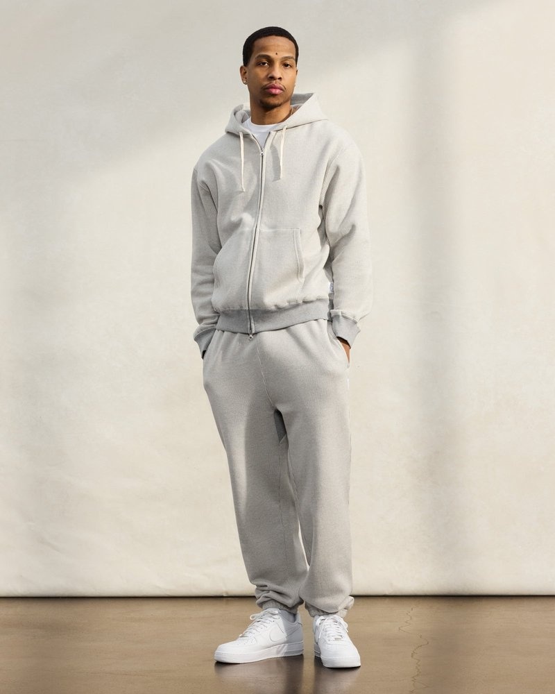 Grey/Cream OVO Seersucker Fleece Relaxed Fit Sweatpant Bottoms | RP99-A2RC