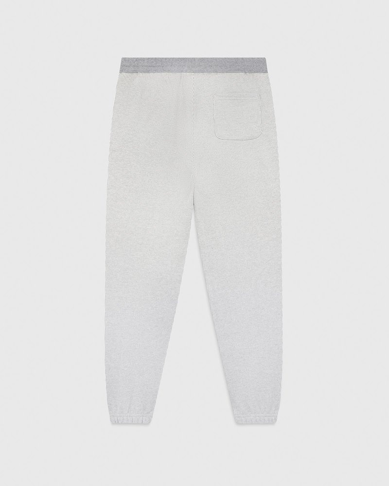 Grey/Cream OVO Seersucker Fleece Relaxed Fit Sweatpant Bottoms | RP99-A2RC