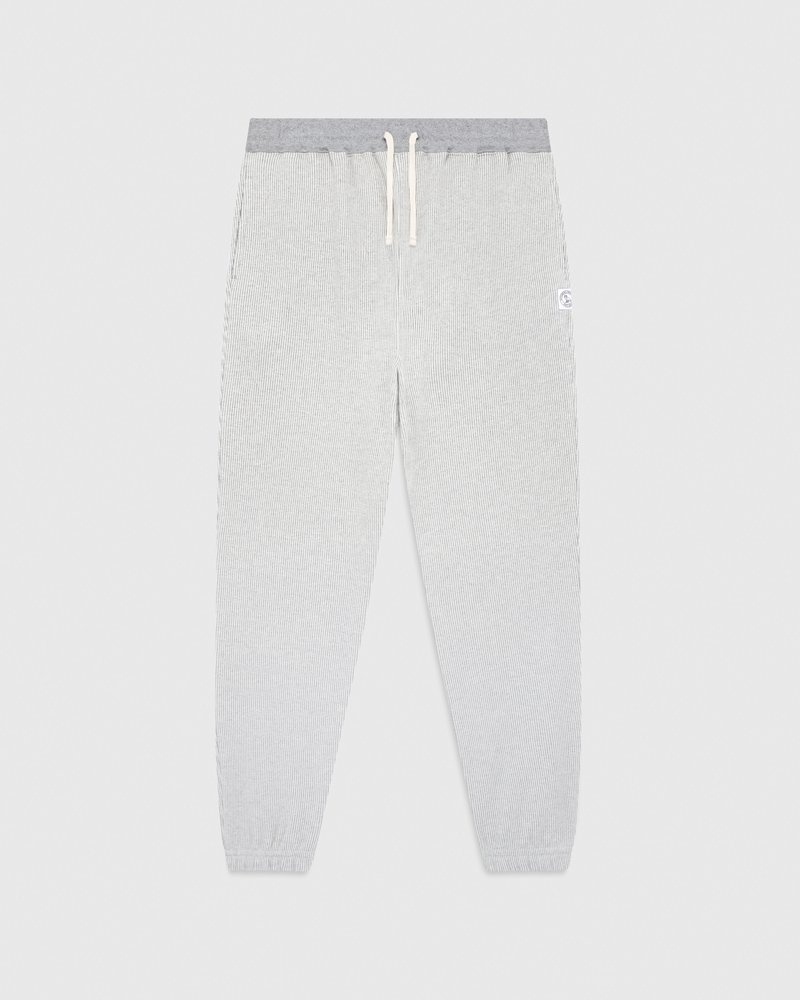 Grey/Cream OVO Seersucker Fleece Relaxed Fit Sweatpant Bottoms | RP99-A2RC