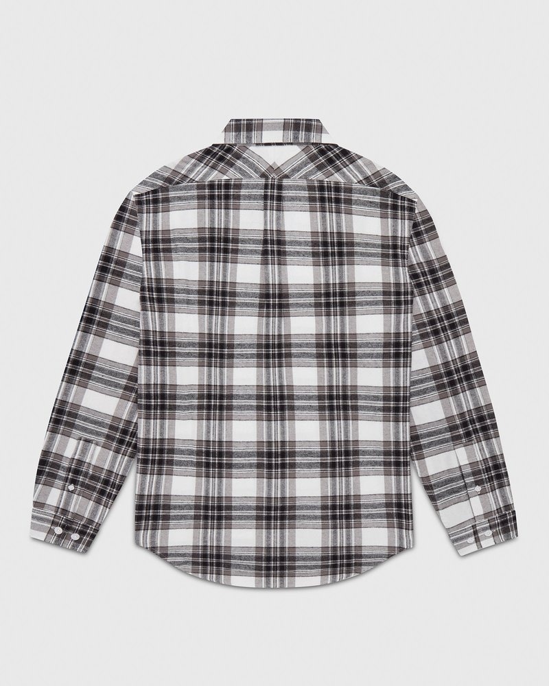 Grey OVO Lightweight Plaid Flannel Shirt Tops | LJ24-U5KU