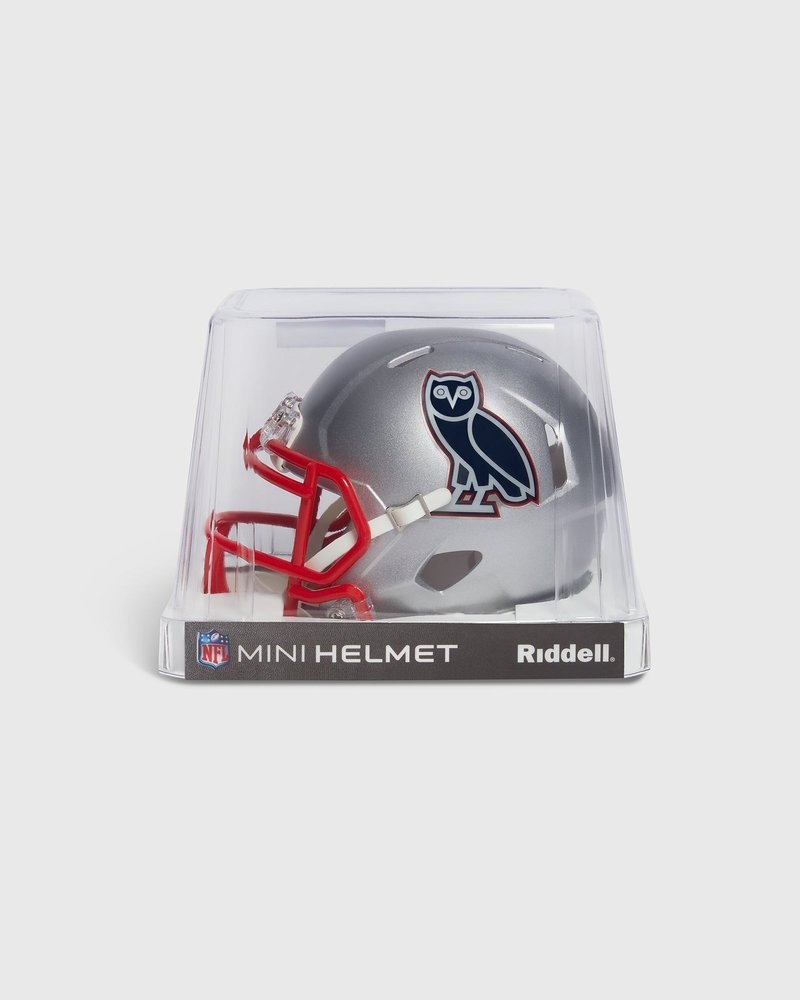 Grey OVO NFL New England Patriots Riddell Mini Helmet Accessories | SG36-G3NL