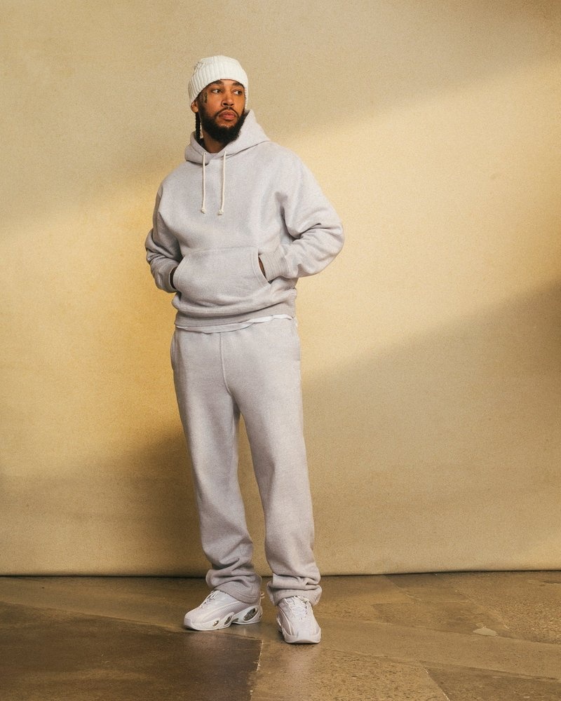 Grey OVO Speckle Fleece Open Hem Sweatpant Bottoms | VH39-K5NI