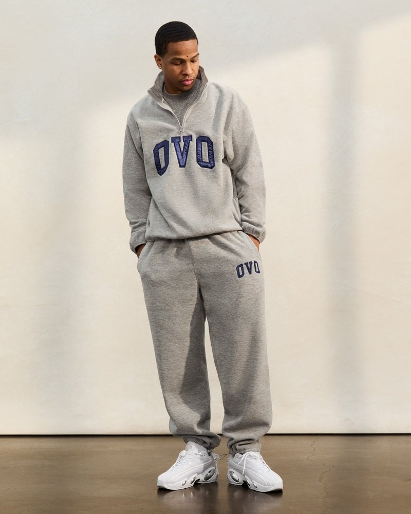 Heather Grey OVO Arch Logo Open Hem Sweatpant Bottoms | ZA96-E4UB