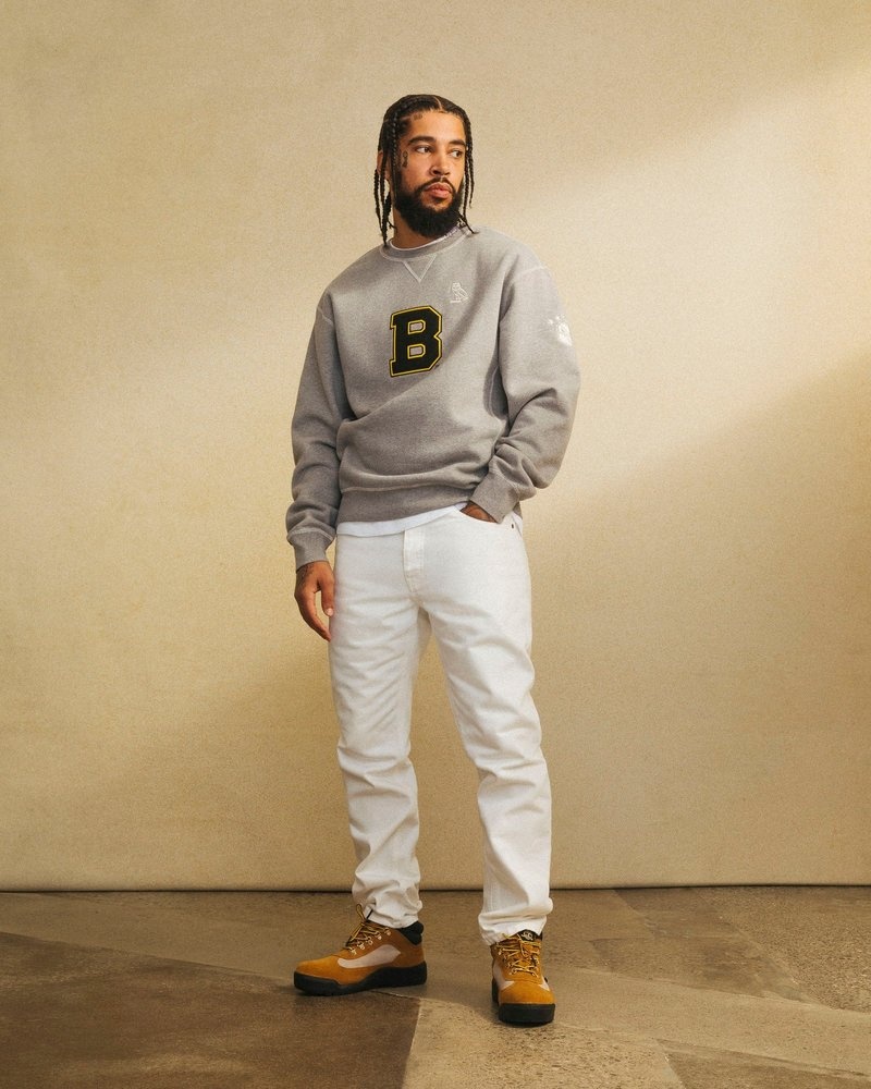 Heather Grey OVO Boston Bruins Crewneck Sweaters | BV97-E9PU