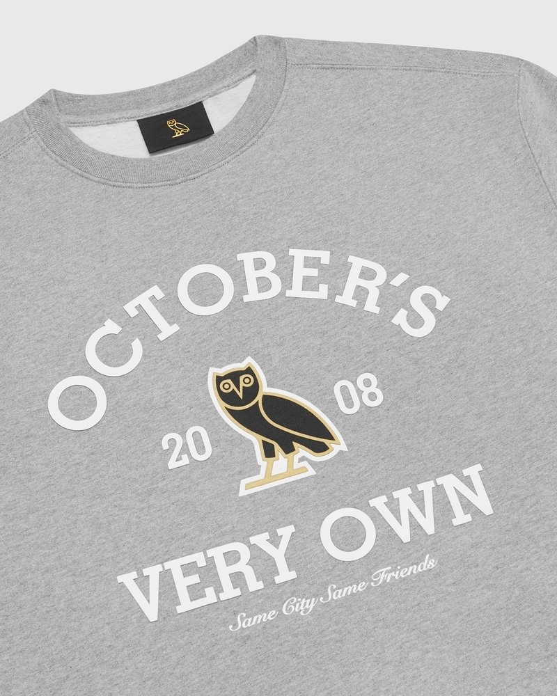 Heather Grey OVO Collegiate Crewneck Sweaters | ZB57-C0DI