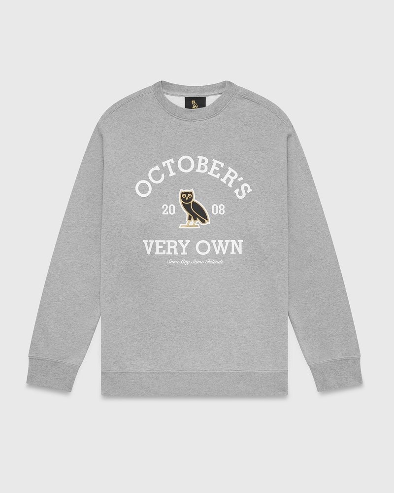 Heather Grey OVO Collegiate Crewneck Sweaters | ZB57-C0DI