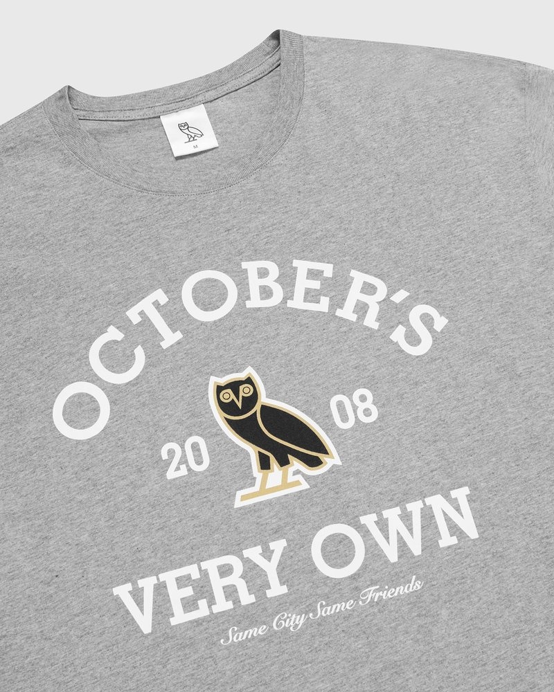 Heather Grey OVO Collegiate Longsleeve T-Shirt T-Shirts | ZK47-G0BW