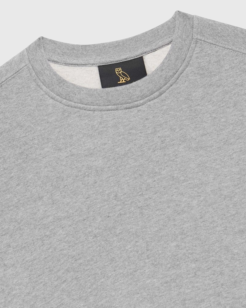 Heather Grey OVO Cropped Crewneck Sweatshirt Sweaters | DY87-P5MU