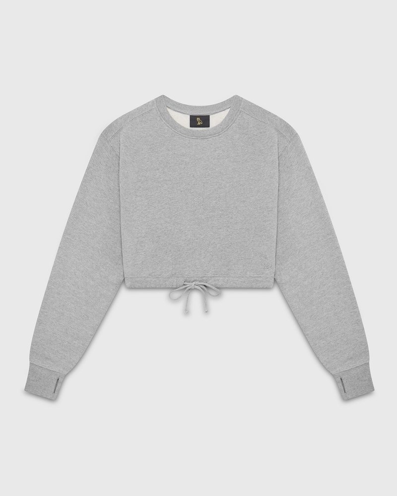 Heather Grey OVO Cropped Crewneck Sweatshirt Sweaters | DY87-P5MU