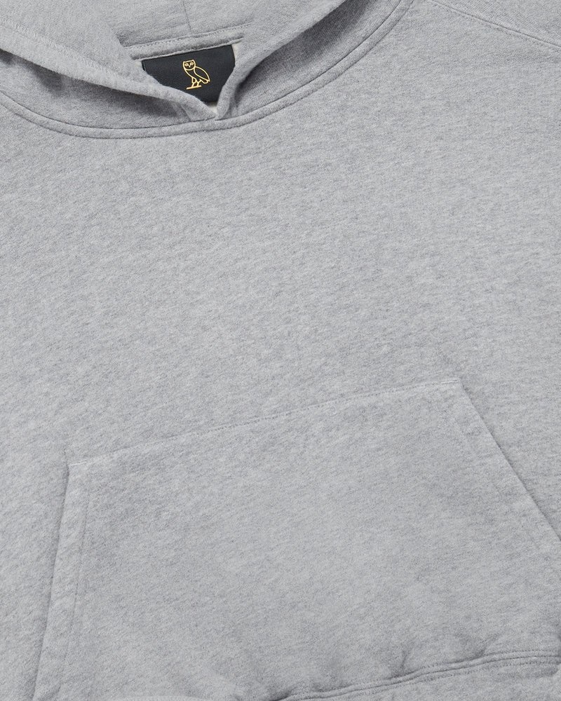 Heather Grey OVO Cropped Hoodie Sweaters | YP39-H9IQ