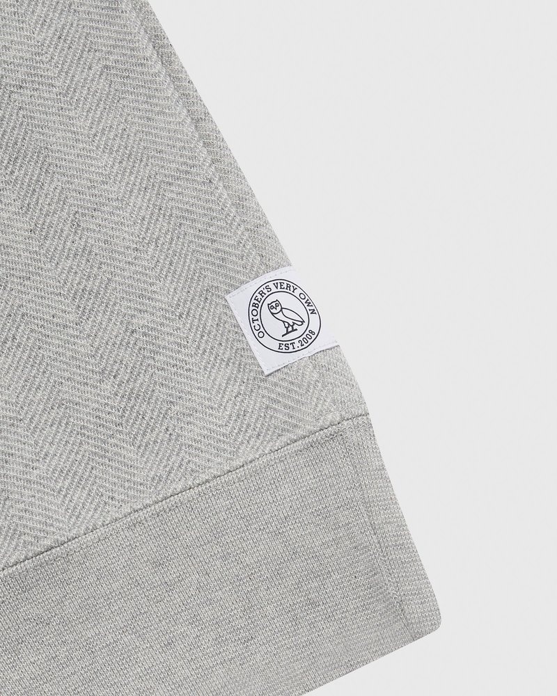 Heather Grey OVO Herringbone Crewneck Sweaters | LI79-Q0NT