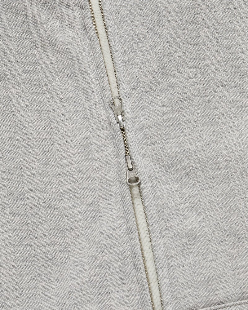 Heather Grey OVO Herringbone Full-Zip Hoodie Sweaters | IJ75-A9PE